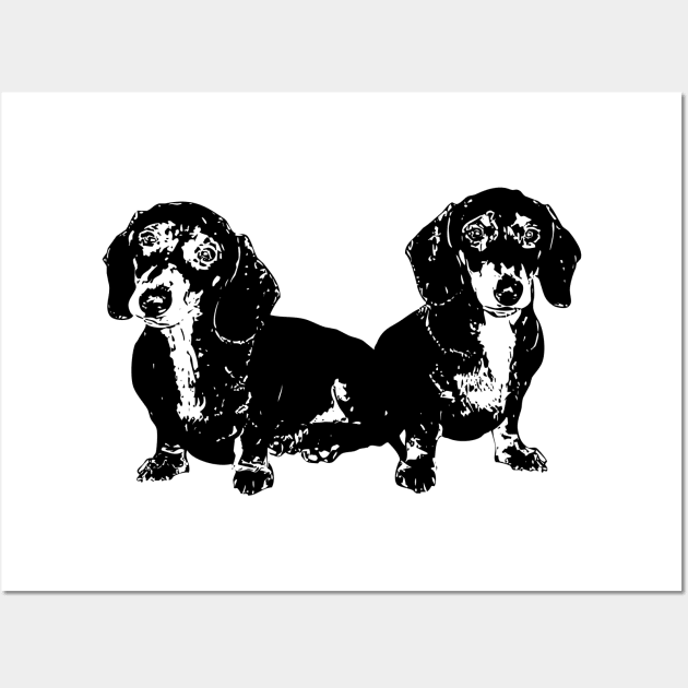 Pair of Dachshund Puppies Wall Art by tribbledesign